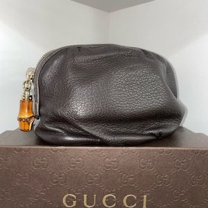 Gucci cocoa colored cosmetic bag